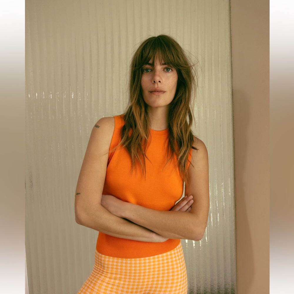 Sleeveless Orange Zara Sweater